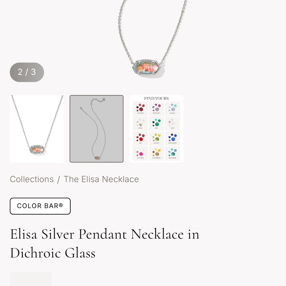 Kendra Scott Elisa Silver Pendant Necklace in
Dichroic Glass - Picture 3 of 5